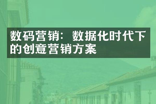 数码营销：数据化时代下的创意营销方案