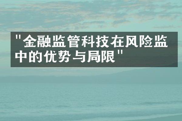 "金融监管科技在风险监测中的优势与局限"