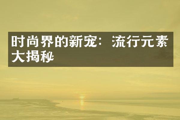 时尚界的新宠：流行元素大揭秘