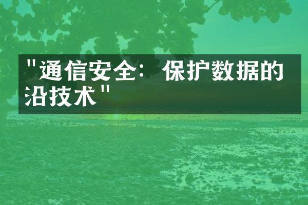 "通信安全：保护数据的前沿技术"