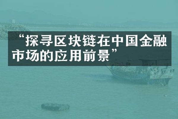 “探寻区块链在中国金融市场的应用前景”