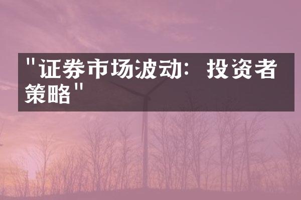 "证券市场波动：投资者的策略"