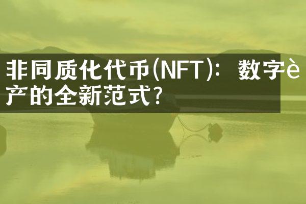 非同质化代币(NFT)：数字资产的全新范式？