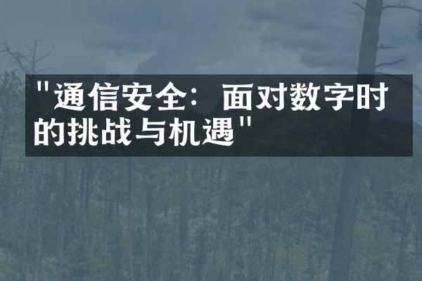 "通信安全：面对数字时代的挑战与机遇"