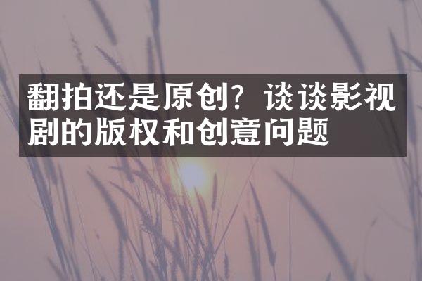 翻拍还是原创？谈谈影视剧的版权和创意问题