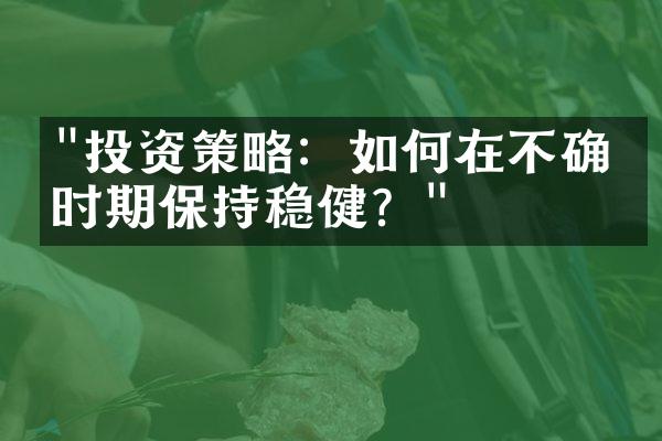 "投资策略：如何在不确定时期保持稳健？"