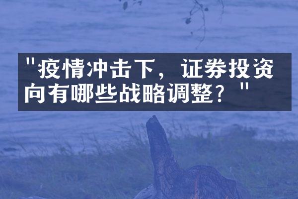 "疫情冲击下，证券投资方向有哪些战略调整？"