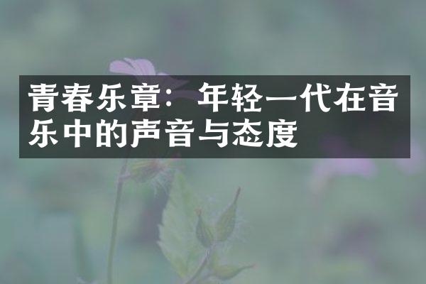 青春乐章：年轻一代在音乐中的声音与态度