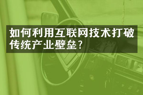 如何利用互联网技术打破传统产业壁垒？