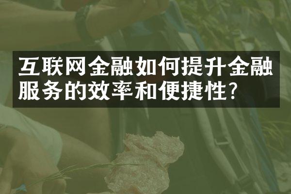 互联网金融如何提升金融服务的效率和便捷性？