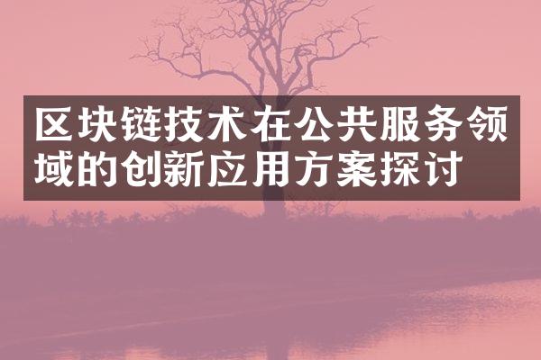 区块链技术在公共服务领域的创新应用方案探讨