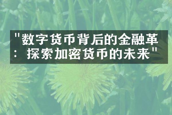 "数字货币背后的金融革命：探索加密货币的未来"