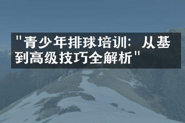 "青少年排球培训：从基础到高级技巧全解析"