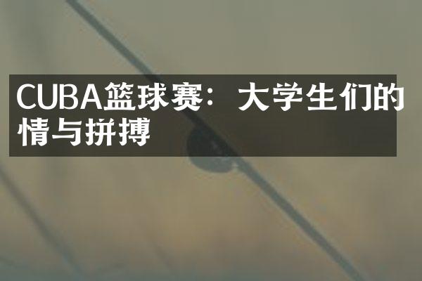 CUBA篮球赛：学生们的与拼搏