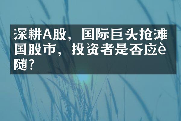 深耕A股，国际巨头抢滩中国股市，投资者是否应追随？