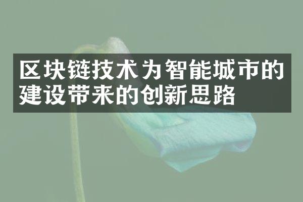 区块链技术为智能城市的建设带来的创新思路