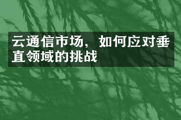 云通信市场，如何应对垂直领域的挑战