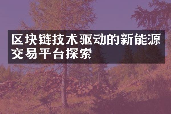 区块链技术驱动的新能源交易平台探索