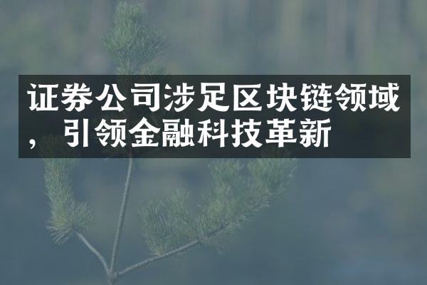 证券公司涉足区块链领域，引领金融科技革新