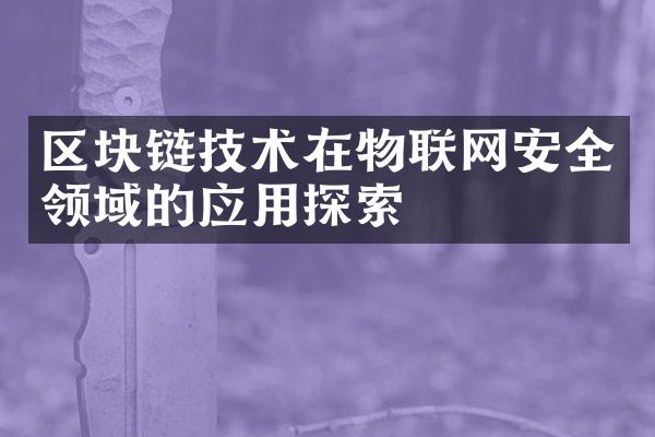 区块链技术在物联网安全领域的应用探索