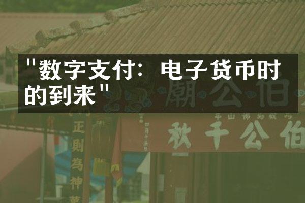 "数字支付：电子货币时代的到来"