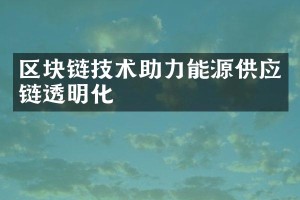 区块链技术助力能源供应链透明化