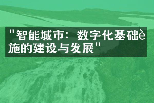 "智能城市：数字化基础设施的建设与发展"