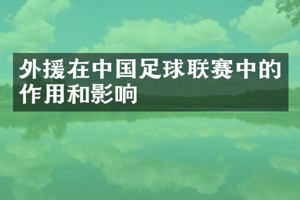 外援在中国足球联赛中的作用和影响