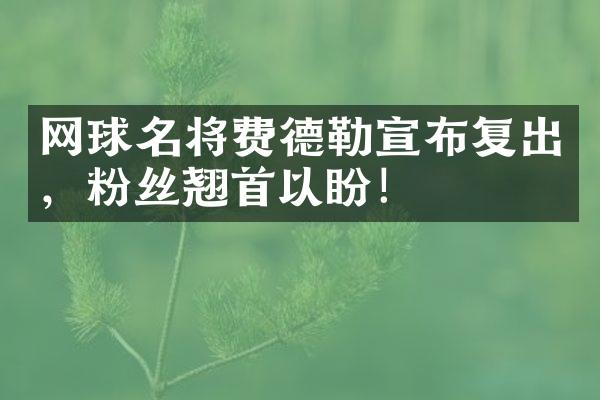 网球名将费德勒宣布复出，粉丝翘首以盼！