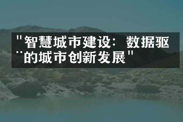 "智慧城市建设：数据驱动的城市创新发展"