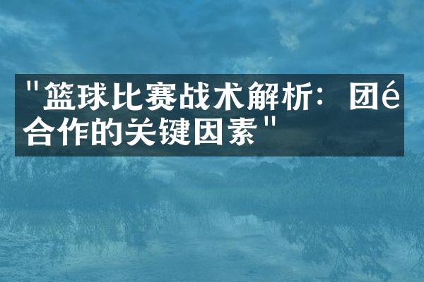 "篮球比赛战术解析：团队合作的关键因素"