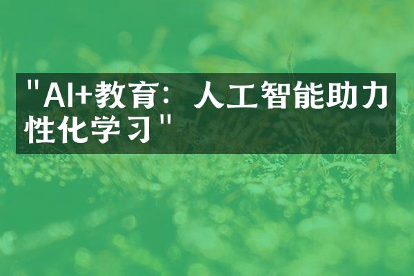 "AI+教育：人工智能助力个性化学习"