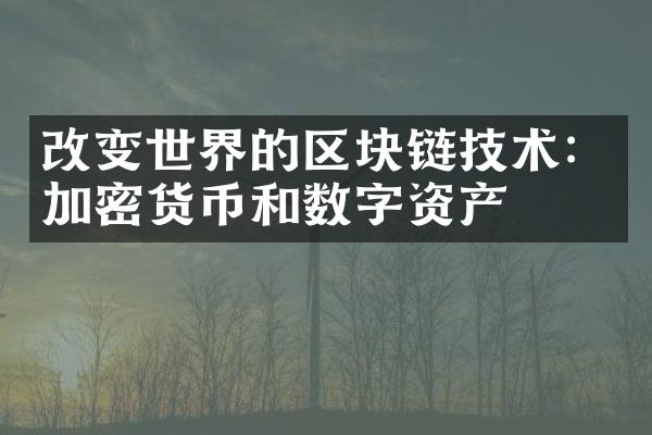 改变世界的区块链技术：加密货币和数字资产