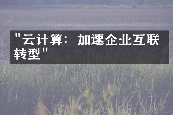 "云计算：加速企业互联网转型"