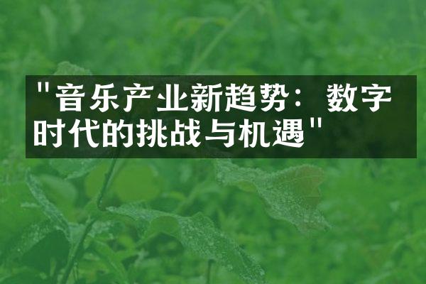 "音乐产业新趋势：数字化时代的挑战与机遇"