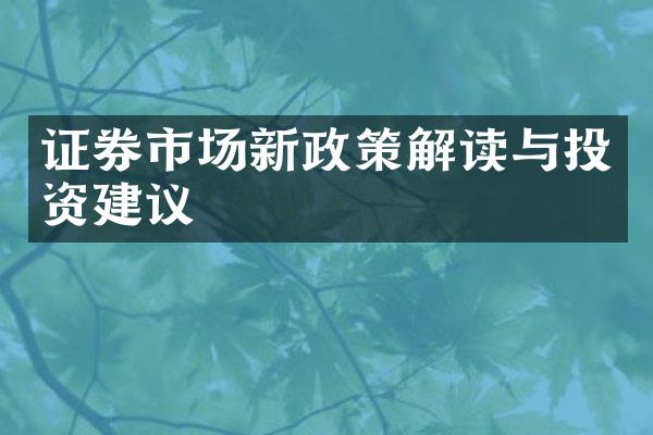 证券市场新政策解读与投资建议