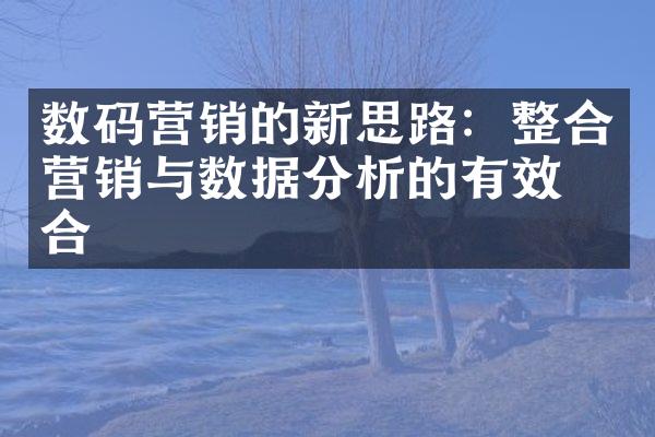 数码营销的新思路：整合营销与数据分析的有效结合