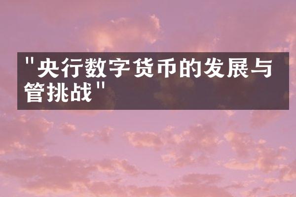 "央行数字货币的发展与监管挑战"