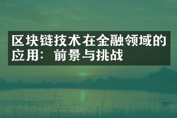 区块链技术在金融领域的应用：前景与挑战