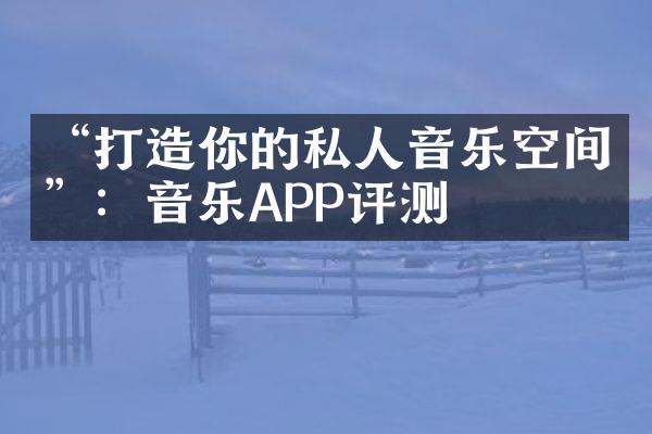 “打造你的私人音乐空间”：音乐APP评测