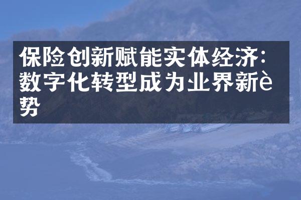 保险创新赋能实体经济：数字化转型成为业界新趋势