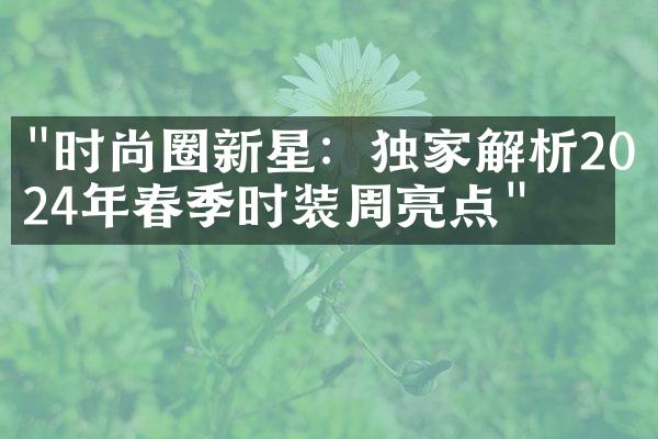 "时尚圈新星：独家解析2024年春季时装周亮点"