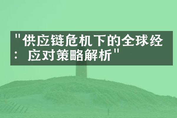 "供应链危机下的全球经济：应对策略解析"