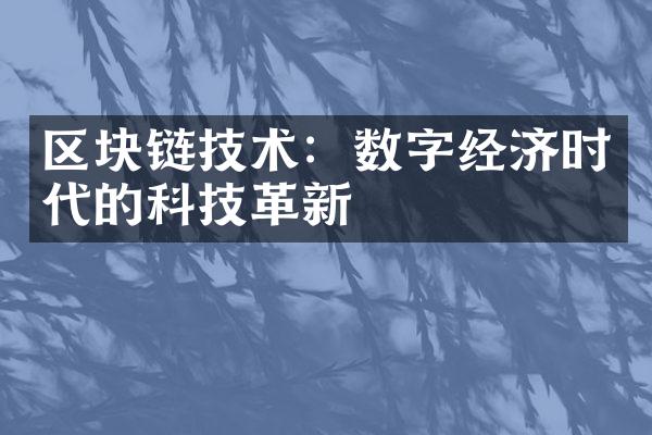 区块链技术：数字经济时代的科技革新