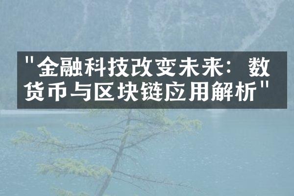 "金融科技改变未来：数字货币与区块链应用解析"