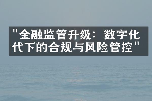 "金融监管升级：数字化时代下的合规与风险管控"