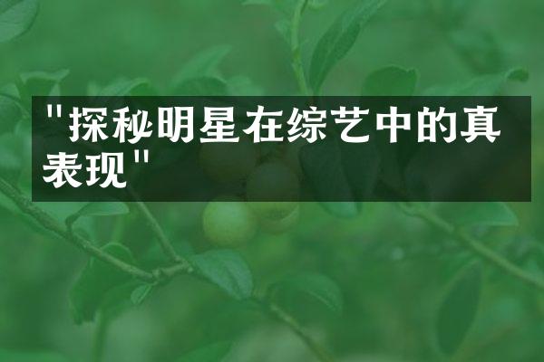 "探秘明星在综艺中的真实表现"