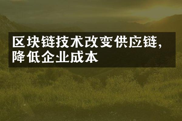 区块链技术改变供应链，降低企业成本