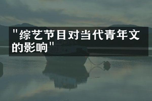 "综艺节目对当代青年文化的影响"