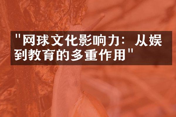 "网球文化影响力：从娱乐到教育的多重作用"